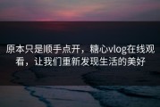 原本只是顺手点开，糖心vlog在线观看，让我们重新发现生活的美好