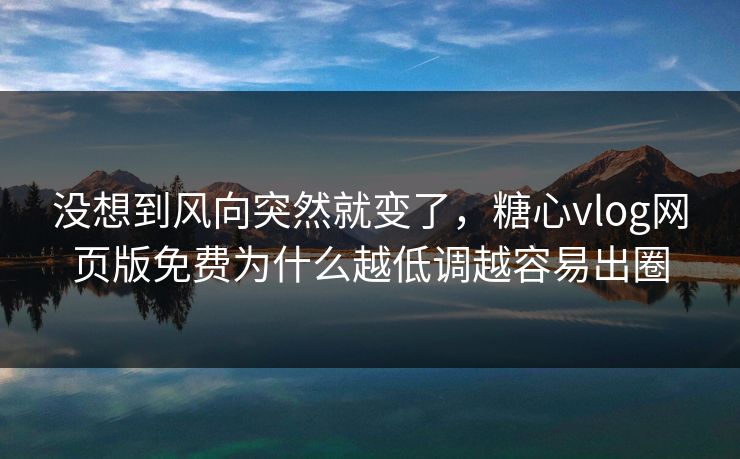没想到风向突然就变了，糖心vlog网页版免费为什么越低调越容易出圈