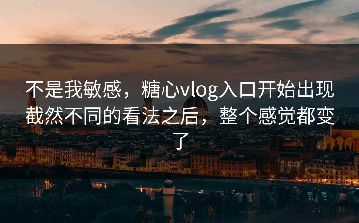 不是我敏感，糖心vlog入口开始出现截然不同的看法之后，整个感觉都变了