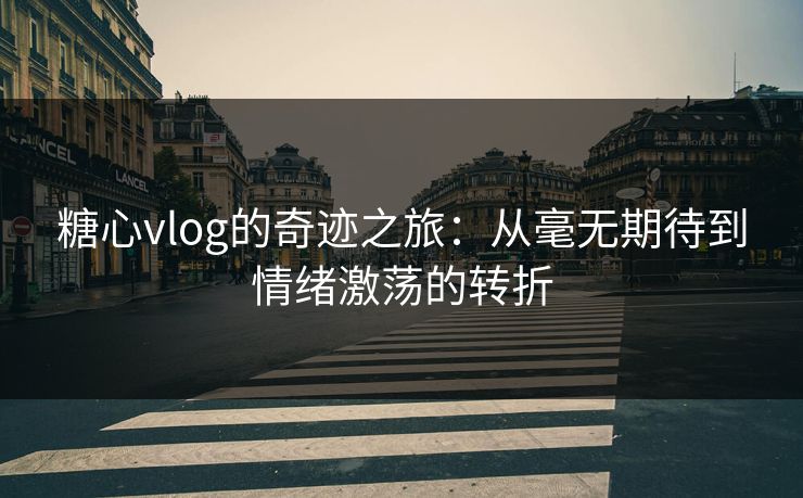 糖心vlog的奇迹之旅：从毫无期待到情绪激荡的转折