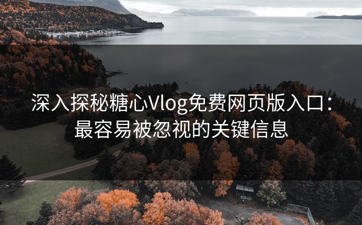 深入探秘糖心Vlog免费网页版入口：最容易被忽视的关键信息