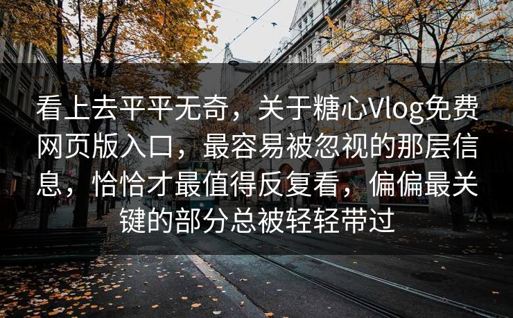 看上去平平无奇，关于糖心Vlog免费网页版入口，最容易被忽视的那层信息，恰恰才最值得反复看，偏偏最关键的部分总被轻轻带过