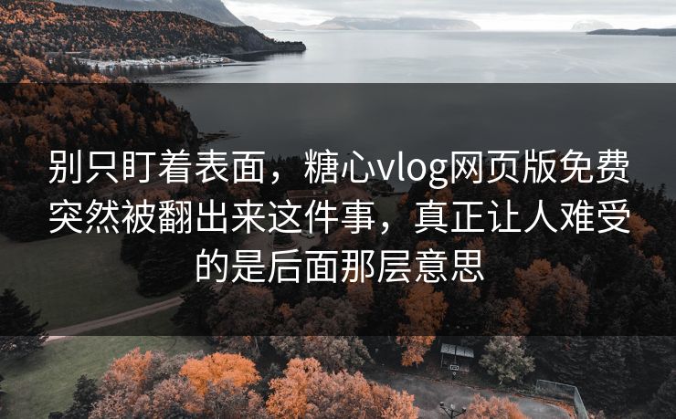 别只盯着表面,糖心vlog网页版免费突然被翻出来这件事,真正让人难受的是后面那层意思 别只盯着表面,糖心vlog网页版免费突然被翻出来这件事,真正让人难受的是后面那层意思