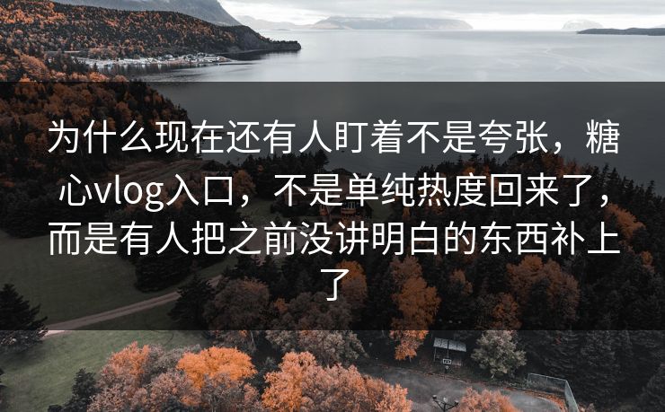 为什么现在还有人盯着不是夸张，糖心vlog入口，不是单纯热度回来了，而是有人把之前没讲明白的东西补上了
