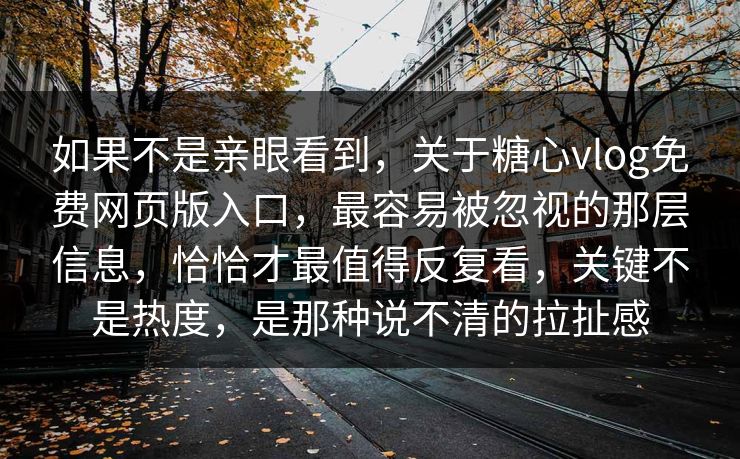 如果不是亲眼看到，关于糖心vlog免费网页版入口，最容易被忽视的那层信息，恰恰才最值得反复看，关键不是热度，是那种说不清的拉扯感