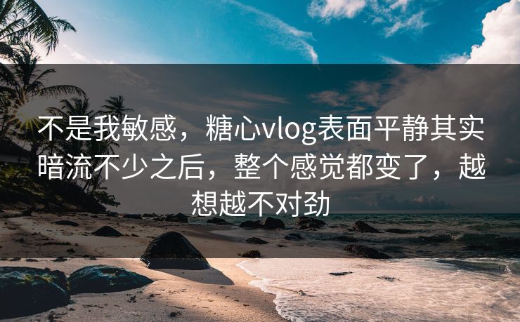 不是我敏感，糖心vlog表面平静其实暗流不少之后，整个感觉都变了，越想越不对劲