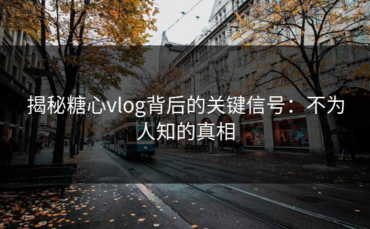 揭秘糖心vlog背后的关键信号：不为人知的真相
